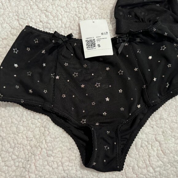 black mesh metallic 3 piece lingerie set - Picture 3 of 6